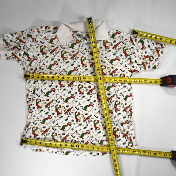 Vintage Disney Mickey & Co Polo Shirt All Over Print Goofy Golf Polo Shirt - M - Picture 3 of 6